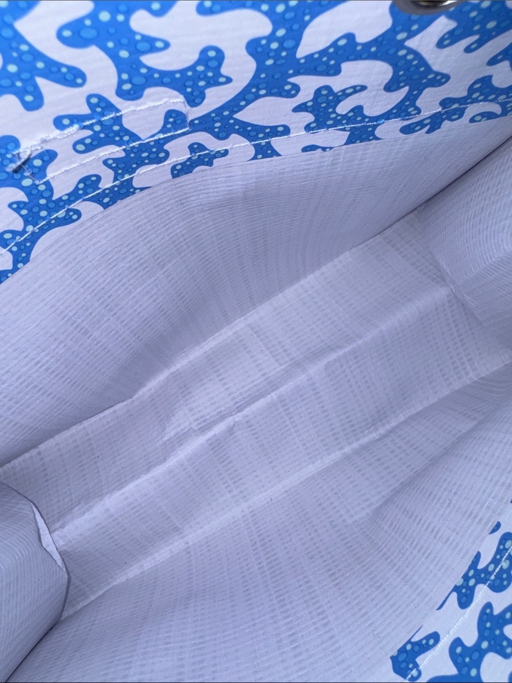Scout Blue and White Swirl-Print Tote with Black Straps - Picture 4 of 4